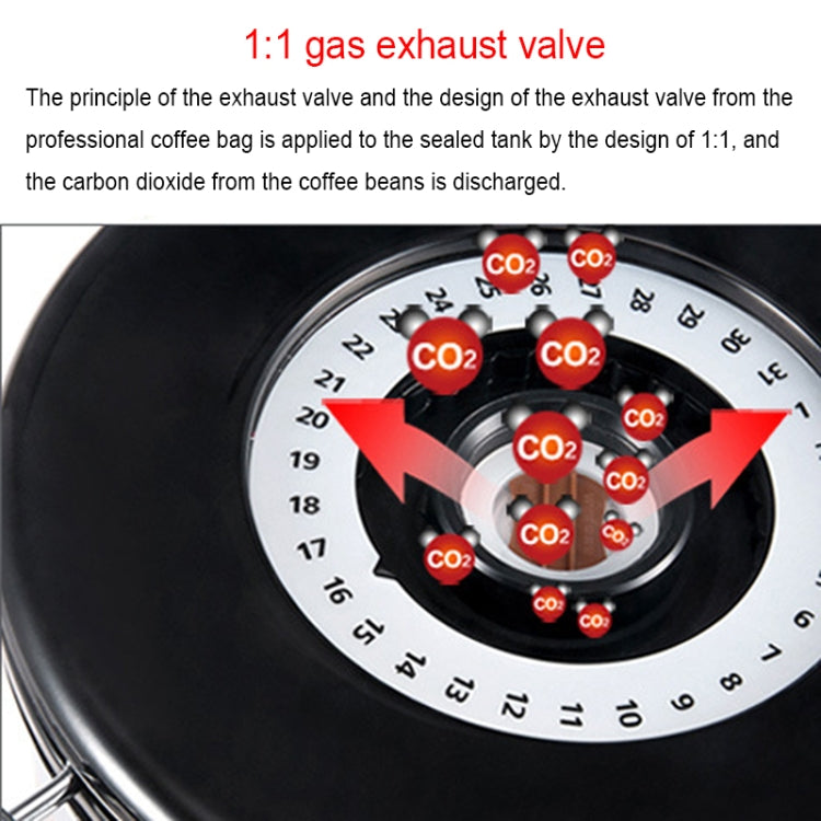 ภาชนะเก็บอาหารเมล็ดกาแฟสแตนเลส 800 มล. พร้อมวาล์วระบายก๊าซ CO2 ในตัวและปฏิทิน