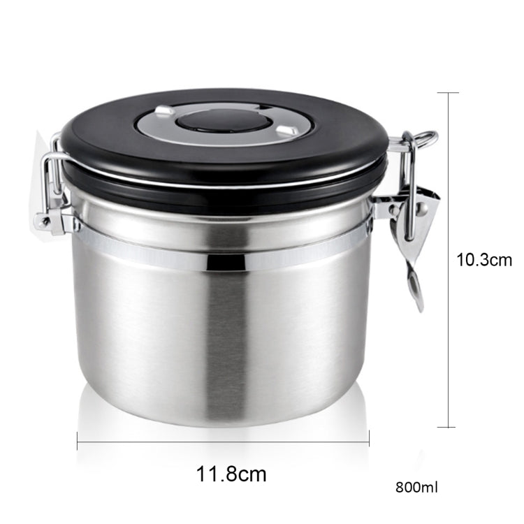 ภาชนะเก็บอาหารเมล็ดกาแฟสแตนเลส 800 มล. พร้อมวาล์วระบายก๊าซ CO2 ในตัวและปฏิทิน