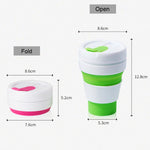 แก้วพับได้ซิลิโคนขนาดพกพา 350ml สำหรับกาแฟและชา พร้อมฝาปิด