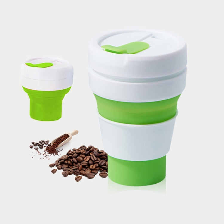 แก้วพับได้ซิลิโคนขนาดพกพา 350ml สำหรับกาแฟและชา พร้อมฝาปิด
