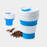 แก้วพับได้ซิลิโคนขนาดพกพา 350ml สำหรับกาแฟและชา พร้อมฝาปิด