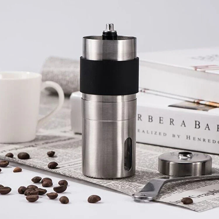 เครื่องบดเมล็ดกาแฟแบบมือหมุนสแตนเลสแบบกรวยพร้อมแหวนซิลิโคน ความจุ: 40g ความจุ: 40g