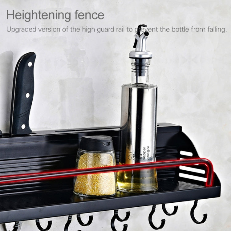 C Version 60cm 2 Cups 10 Hooks Kitchen Multi-function Wall-mounted Condiment Storage Rack, C Version 60cm 2 Cups