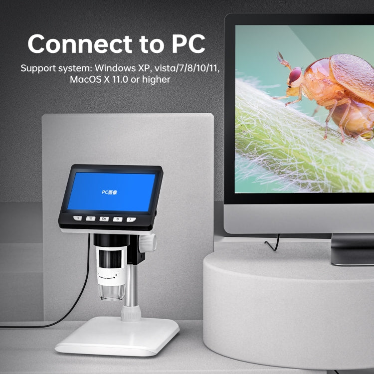 กล้องจุลทรรศน์ดิจิตอลตั้งโต๊ะพกพาความละเอียด 50X-1000X 1080P พร้อมไฟ LED, รุ่น HC5230