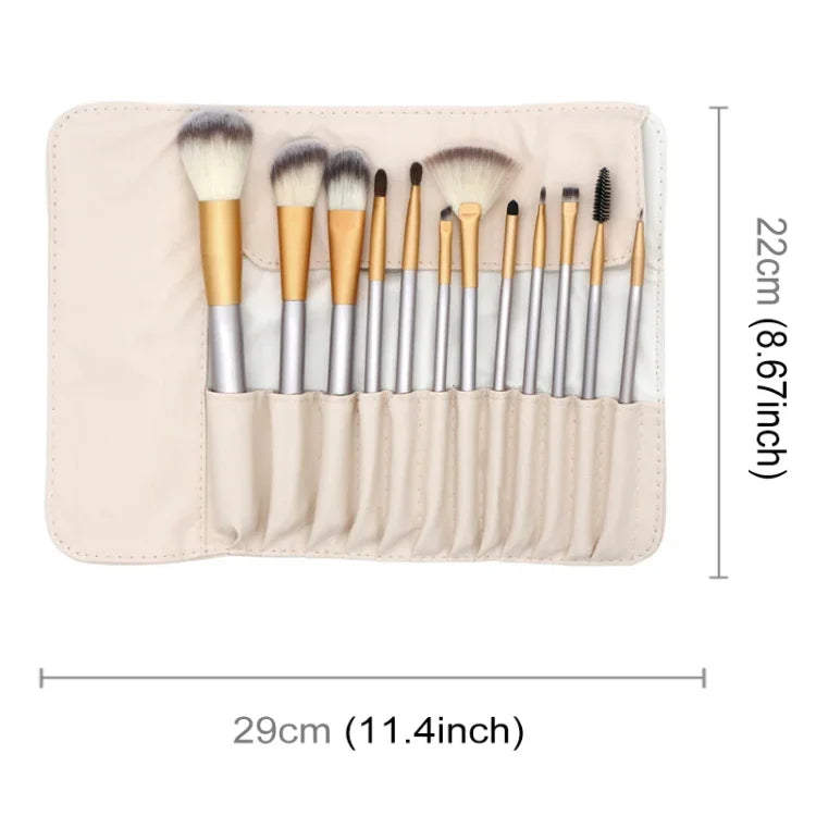 ชุดแปรงแต่งหน้าคุณภาพสูงสีเบจ 12 in 1 ขนาด: 22*29 ซม.