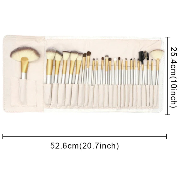 ชุดแปรงแต่งหน้าคุณภาพสูงสีเบจ 24 in 1 ขนาด: 25.4*52.6 ซม., สีเบจ