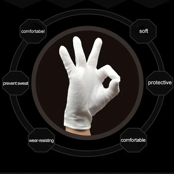 12 Pairs Pure Cotton Working Gloves, Medium Thick Size：Free Size, Medium Thick, Size：Free Size
