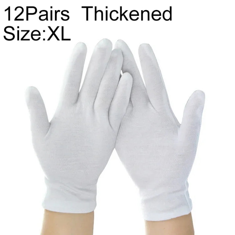 ถุงมือทำงานผ้าฝ้ายแท้ 12 คู่ หนา ขนาด: XL, หนา ขนาด: XL
