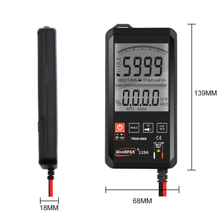 HY128A มัลติมิเตอร์ดิจิทัลหน้าจอธรรมดาแบบสัมผัสบางพิเศษ อัตโนมัติเต็มรูปแบบ ความแม่นยำสูง ค่าจริงที่มีประสิทธิภาพ มัลติมิเตอร์ HY128A
