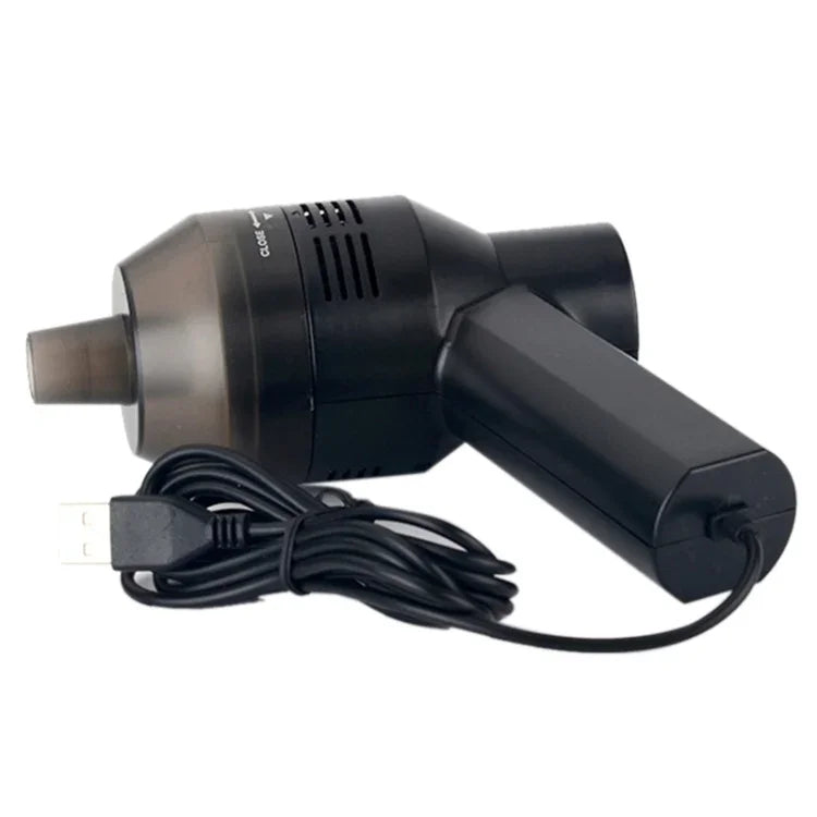 เครื่องดูดฝุ่น USB แบบพกพา HK-6019A กำลัง 3.5W แปรงทำความสะอาดแป้นพิมพ์ ควบคุมด้วยหัวดูด ฝุ่นสะสม สำหรับทำความสะอาดแล็ปท็อป / สัตว์เลี้ยง, สาย USB ยาว 1.8 ม., DC 5V (สีดำ)
