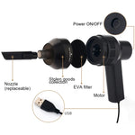 เครื่องดูดฝุ่น USB แบบพกพา HK-6019A กำลัง 3.5W แปรงทำความสะอาดแป้นพิมพ์ ควบคุมด้วยหัวดูด ฝุ่นสะสม สำหรับทำความสะอาดแล็ปท็อป / สัตว์เลี้ยง, สาย USB ยาว 1.8 ม., DC 5V (สีดำ)