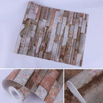 วอลเปเปอร์สติกเกอร์ตกแต่งผนังอิฐหิน 3D สไตล์สร้างสรรค์ Mica Brick สำหรับห้องนอน ห้องนั่งเล่น กันน้ำ ม้วนขนาด: 45 x 1000 ซม., Mica brick