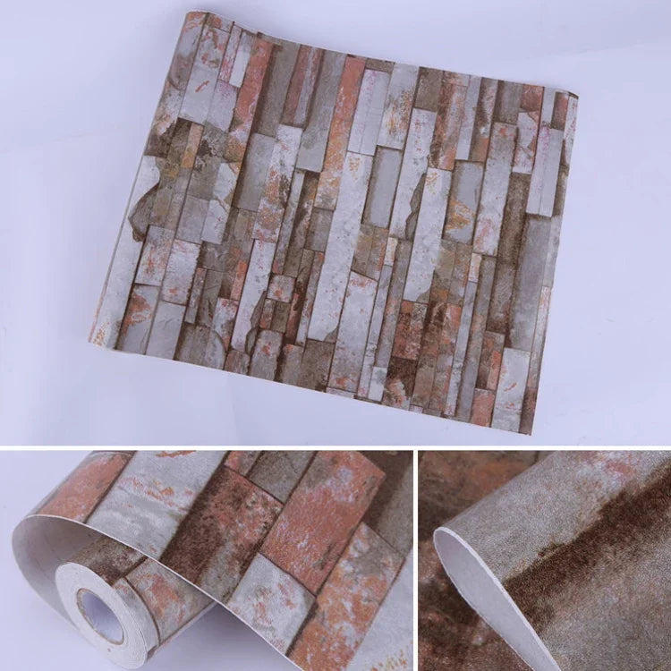 วอลเปเปอร์สติกเกอร์ตกแต่งผนังอิฐหิน 3D สไตล์สร้างสรรค์ Mica Brick สำหรับห้องนอน ห้องนั่งเล่น กันน้ำ ม้วนขนาด: 45 x 1000 ซม., Mica brick