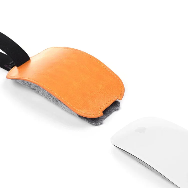 กระเป๋าเก็บเมาส์สไตล์ยุโรป ทำจากหนัง PU ยืดหยุ่น ขนเฟอร์ สำหรับ Apple Magic Mouse 2, สไตล์ยุโรป