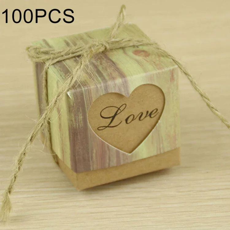 กล่องใส่ของชำร่วยลายไม้รูปหัวใจสำหรับงานแต่งงาน 100 ชิ้น ขนาด 5x5x5 ซม. ลายหัวใจสีดำ, ลายหัวใจ LOVE