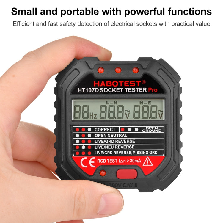 HABOTEST HT107D เครื่องทดสอบซ็อกเก็ตดิจิทัลมัลติฟังก์ชัน, HT107D (ปลั๊ก US), HT107D (ปลั๊ก UK), HT107D (ปลั๊ก EU)