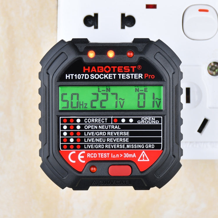 HABOTEST HT107D เครื่องทดสอบซ็อกเก็ตดิจิทัลมัลติฟังก์ชัน, HT107D (ปลั๊ก US), HT107D (ปลั๊ก UK), HT107D (ปลั๊ก EU)