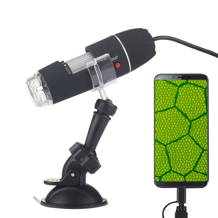 กล้องจุลทรรศน์ดิจิทัล USB 2 in 1 ความละเอียด 1600X พร้อมเซ็นเซอร์ภาพ HD 0.3MP, ไฟ LED 8 ดวง และขาตั้งมืออาชีพ, 1600X