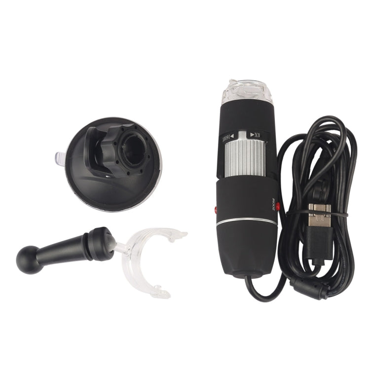 กล้องจุลทรรศน์ดิจิทัล USB 2 in 1 ความละเอียด 1600X พร้อมเซ็นเซอร์ภาพ HD 0.3MP, ไฟ LED 8 ดวง และขาตั้งมืออาชีพ, 1600X