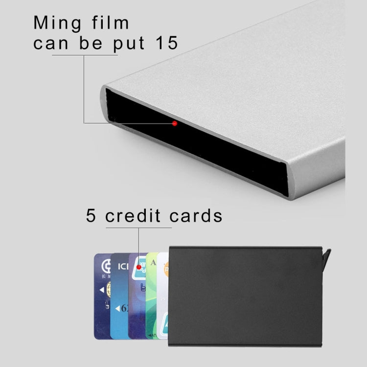ที่ใส่นามบัตรสแตนเลสป้องกันคลื่นแม่เหล็ก PU ขนาด: 10*6.2*0.8 ซม.