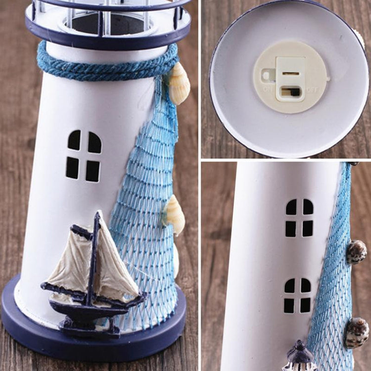 Creative Mediterranean Style Iron Handmade Flash Lighthouse, Random Style Delivery, Size: 14.5*6.5cm, Size: 14.5*6.5cm