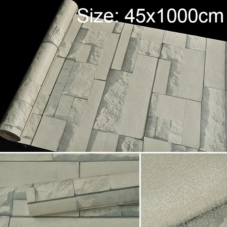 วอลเปเปอร์สติกเกอร์ตกแต่งผนังอิฐหิน 3D สไตล์สร้างสรรค์ Qingyun Stone สำหรับห้องนอน ห้องนั่งเล่น กันน้ำ ม้วนขนาด: 45 x 1000 ซม., Qingyun Stone