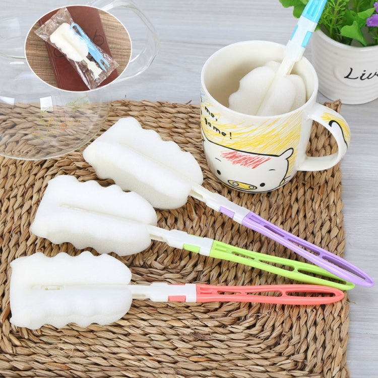 แปรงล้างถ้วยฟองน้ำด้ามถอดได้ 10 ชิ้น สำหรับแก้วขวดนม / แก้วกาแฟ / แก้วน้ำ ขนาด 25.5x6 ซม. ส่งสีสุ่ม แปรงถ้วย