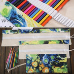กระเป๋าดินสอผ้าใบพิมพ์ภาพวาดสีน้ำมัน Van Gogh 48 ช่อง ม้วนเก็บดินสอและอุปกรณ์เครื่องเขียน