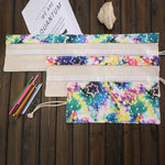 48 Slots Starry Sky Print Pen Bag Canvas Pencil Wrap Curtain Roll Up Pencil Case Stationery Pouch, 48 Slots