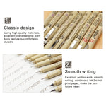 ปากกาหัวสักหลาดสำหรับวาดภาพหมึกพิกเมนต์ 2 ชิ้น ปลาย 0.5 มม., 0.25 มม., 0.3 มม., 0.35 มม., 0.45 มม.