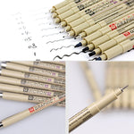 ปากกาหัวสักหลาดสำหรับวาดภาพหมึกพิกเมนต์ 2 ชิ้น ปลาย 0.5 มม., 0.25 มม., 0.3 มม., 0.35 มม., 0.45 มม.