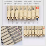 ปากกาหัวสักหลาดสำหรับวาดภาพหมึกพิกเมนต์ 2 ชิ้น ปลาย 0.5 มม., 0.25 มม., 0.3 มม., 0.35 มม., 0.45 มม.