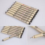 ปากกาหัวสักหลาดสำหรับวาดภาพหมึกพิกเมนต์ 2 ชิ้น ปลาย 0.5 มม., 0.25 มม., 0.3 มม., 0.35 มม., 0.45 มม.