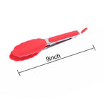 9 inch Silicone Non-slip Food Bread Barbecue BBQ Clip Tongs Kitchen Tools, 9 inch Red