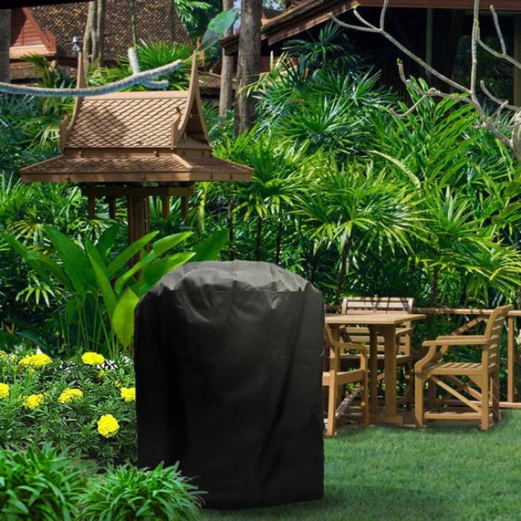 ถุงป้องกันทรงกระบอกสำหรับบาร์บีคิวผ้า Oxford 210D กันน้ำ กันฝุ่น และป้องกันรังสียูวีสำหรับใช้กลางแจ้ง ขนาด: 71x73cm
