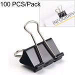 100PCS 19mm Black Metal Clip Notes Letter Paper Clip Office Bind, 100PCS / 19mm
