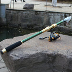 คันเบ็ดคาร์บอน 2.1 เมตร แบบพกพาสำหรับเดินทาง ส่งสีสุ่ม, 2.1 ม.