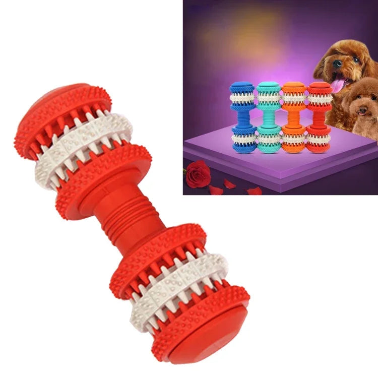 Dog Toy  for Pets Tooth Cleaning Chewing Dumbbells Shape Toys of Non-Toxic Soft Rubber , Large Size,Length:15cm, 15cm (Red), 15cm (Baby Blue), 15cm (Orange), 15cm(Blue)