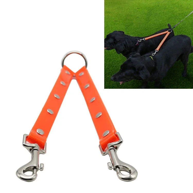 TPU Material Pet Dogs 2 in 1 Tangle-free Traction Rope Double Pet Dog Walking Leash, Length: 25 cm, 2 in 1 (Red)