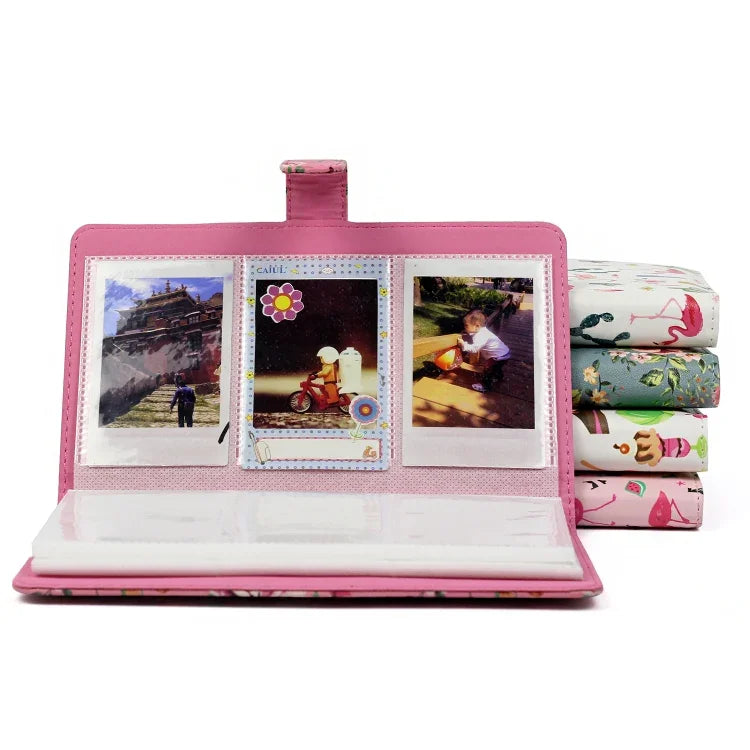 อัลบั้มรูปขนาด 3 นิ้ว ลายฟลามิงโก้สีชมพู DIY PU แบบแทรก 32 หน้า สวยงาม สำหรับโพลารอยด์ ลายฟลามิงโก้สีชมพู