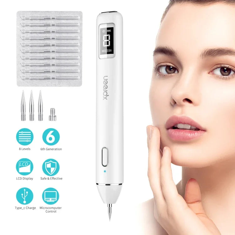 Xpreen XPRE061 Professional Dark Spot Remover Freckle Tattoo Chargeable Wart Mole Remover, with LED Screen and Spotlight