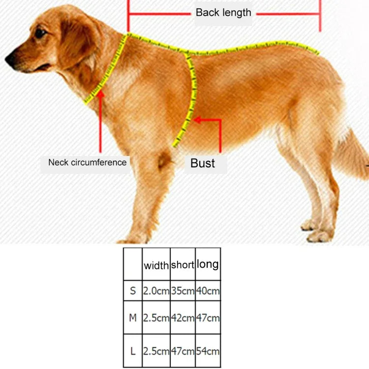 ปลอกคอสุนัขโพลีเอสเตอร์สะท้อนแสง ระบายอากาศได้ พร้อมสายจูง ขนาด: M, 2.5*42*47ซม, ขนาด: M, 2.5*42*47ซม