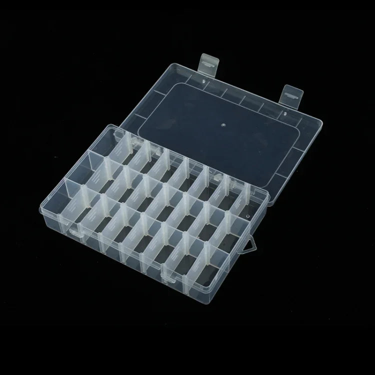 กล่องพลาสติกใส่ของแบบถอดตะแกรงได้ 24 ช่อง สำหรับเครื่องประดับ ต่างหู 24 ช่อง