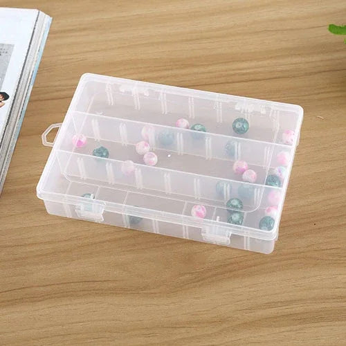 กล่องพลาสติกใส่ของแบบถอดตะแกรงได้ 24 ช่อง สำหรับเครื่องประดับ ต่างหู 24 ช่อง