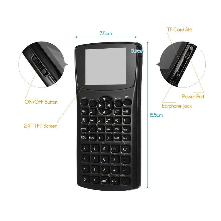 เครื่องคิดเลขอิเล็กทรอนิกส์หน้าจอ 2.4 นิ้ว ป้องกันการแอบมอง รองรับการบันทึกเสียง / วิทยุ / เล่นเพลงและวิดีโอ เครื่องคิดเลขวิทยาศาสตร์ป้องกันการแอบมอง