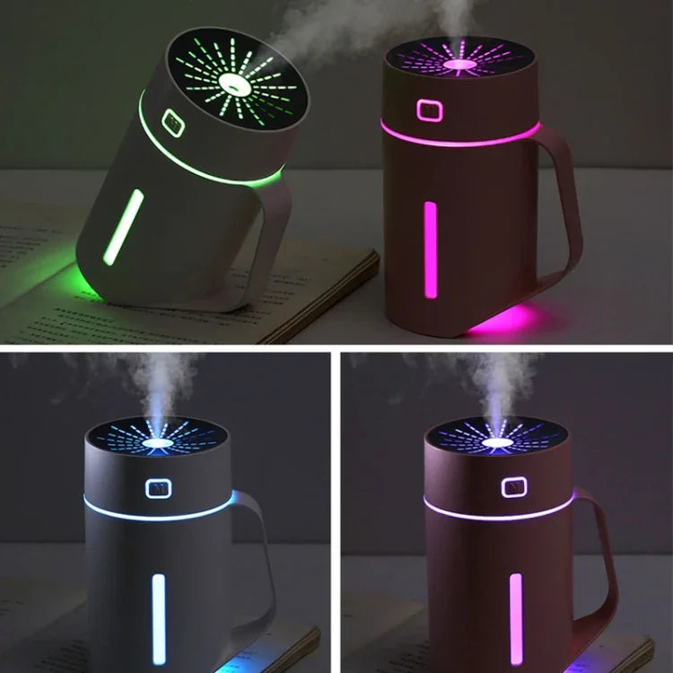เครื่องเพิ่มความชื้นอัจฉริยะรูปถ้วยน้ำ ML-S2 พร้อมไฟ LED กลางคืนแบบเงียบและระบบพ่นละออง