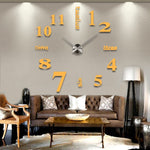นาฬิกาสติกเกอร์ผนัง 3D กระจก DIY สร้างสรรค์, ขนาด: 120*120cm, ขนาด: 120*120cm(สีขาว), ขนาด: 120*120cm(สีเหลือง), ขนาด: 120*120cm(สีดำ)
