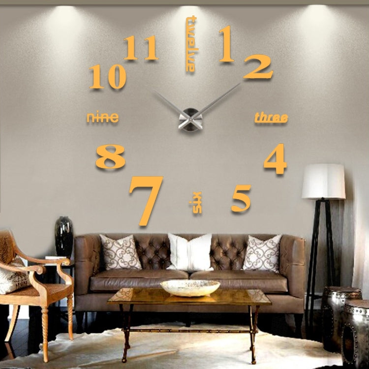 นาฬิกาสติกเกอร์ผนัง 3D กระจก DIY สร้างสรรค์, ขนาด: 120*120cm, ขนาด: 120*120cm(สีขาว), ขนาด: 120*120cm(สีเหลือง), ขนาด: 120*120cm(สีดำ)