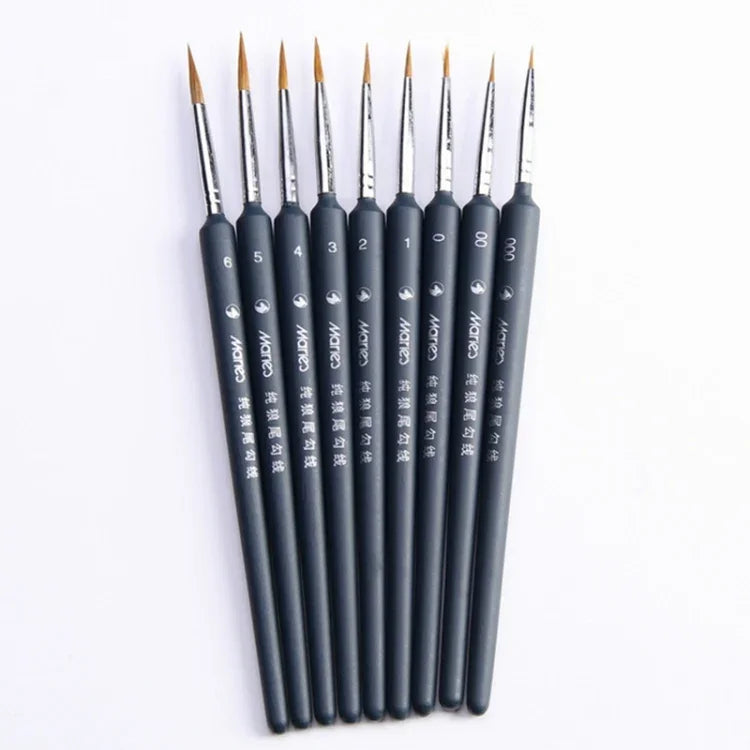 ชุดอุปกรณ์ศิลปะ 9-in-1 แปรงขนหมาป่า แปรงสีน้ำ แปรงเส้นโค้ง ปากกาวาดขอบ ปากกาวาดภาพสีน้ำมัน