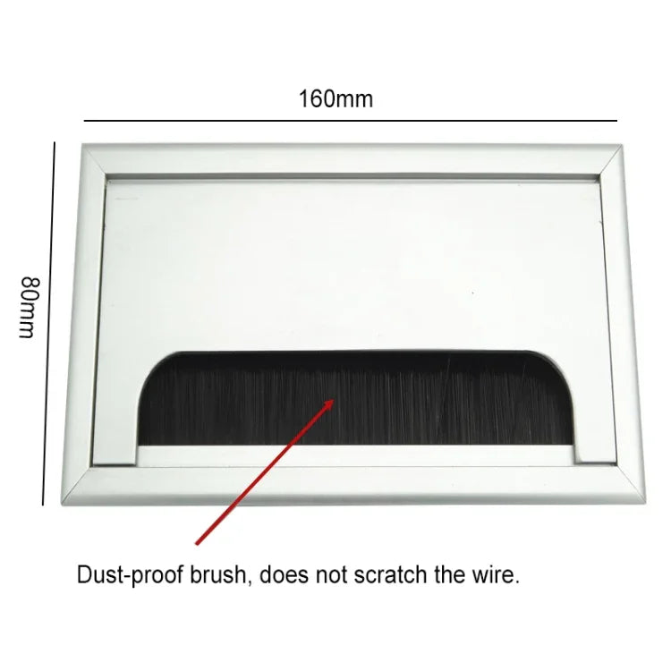 กล่องสายอลูมิเนียมกันฝุ่นสำหรับโต๊ะ ขนาด 8x16 ซม. พร้อมแปรง